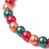 3Pcs 3 Styles Christmas Theme Acrylic Imitation Pearl & Alloy Enamel Stretch Charm Bracelet Sets for Women BJEW-JB11200-5