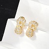 Brass Micro Pave Cubic Zirconia Stud Earrings EJEW-Z091-04G-F-4