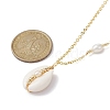 Natural Shell Pendant Necklace with Brass Cable Chains NJEW-JN04472-4