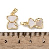 Brass & Shell & Clear Cubic Zirconia Pendants KK-G497-15G-3