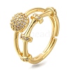 Adjustable Rack Plating Brass Micro Pave Cubic Zirconia Rings for Women RJEW-S244-01G-A-1