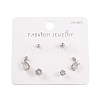 6 Pcs Brass Mirco Pave Clear Cubic Zirconia Ear Studs EJEW-S218-01P-05-1