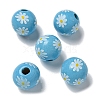 Printed Wood European Beads WOOD-G022-19I-1