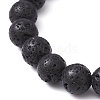 Natural Lava Rock Round Beaded Stretch Bracelet BJEW-JB09744-01-4