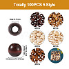 Craftdady 100Pcs 5 Style Pine Wood Beads WOOD-CD0001-17-5