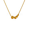304 Stainless Steel Round Graduated Beaded Pendant Necklaces for Women WG0AAA5-01-5