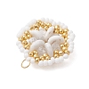Natural Gemstone & Glass Seed Beaded Flower Pendants PALLOY-MZ01211-5