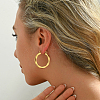 Stainless Steel Classic Elegant Irregular Texture Large Ring Hoop Earrings BQ0961-3-6