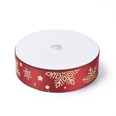 20 Yards Christmas Printed Polyester Satin Ribbon SRIB-P021-A02-1