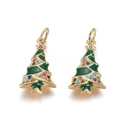 Brass Cubic Zirconia Pendants X-ZIRC-I028-02G-1