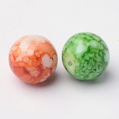 Mixed Style & Mixed Color Round Spray Painted Glass Beads DGLA-X0003-12mm-1