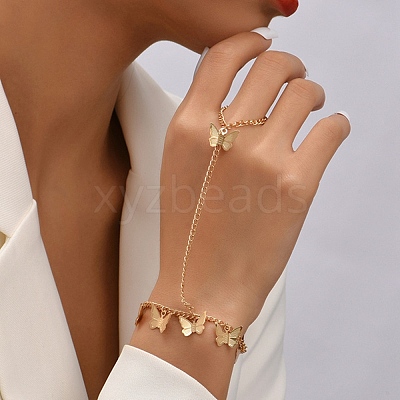 Iron Butterfly Ring Bracelet BJEW-C054-03G-1