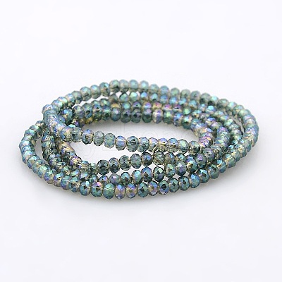 Full Rainbow Plated Faceted Rondelle  Glass Beads Strands GLAA-A024A-FR05-1