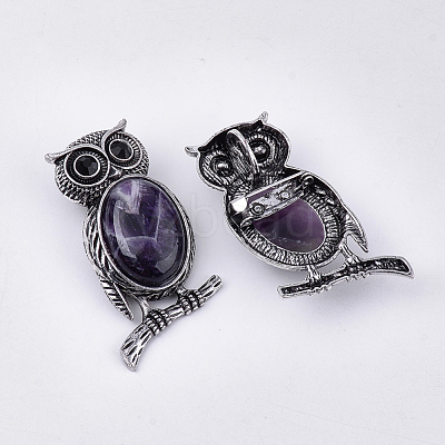 Natural Amethyst Brooches/Pendants G-S353-05A-1