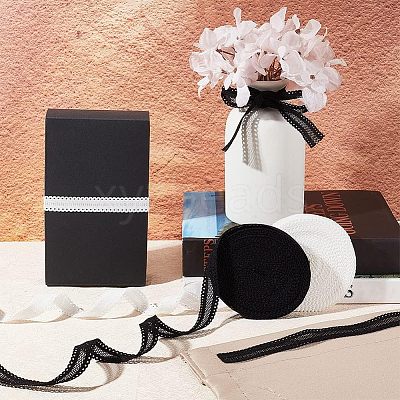 2 Rolls 2 Colors Polyester Hollow Elastic Ribbon SRIB-OC0001-04-1