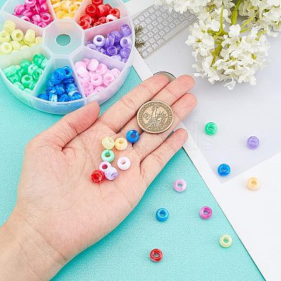 200Pcs 8 Colors Acrylic European Beads MACR-FH0001-05-1