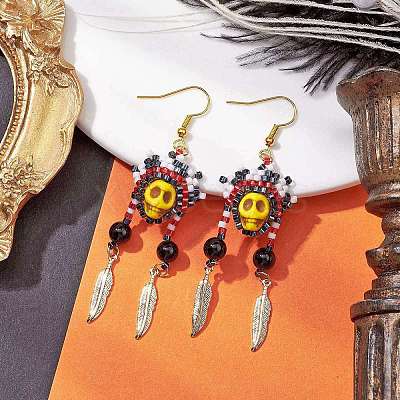 Iron Dangle Stud Earring EJEW-MZ00189-04-1
