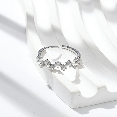 Star Clear Cubic Zirconia Cuff Rings RJEW-G337-03P-1