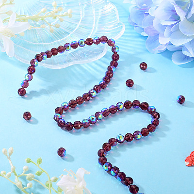 1 Strand Electroplate Transparent Glass Beads Strands EGLA-TADJ0001-15A-1