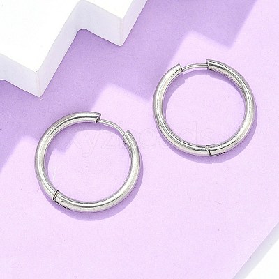 Tarnish Resistant 304 Stainless Steel Huggie Hoop Earrings EJEW-F111B-23mm-P-1