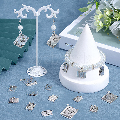 60Pcs 5 Styles Tibetan Style Alloy Pendants for Teachers' Day TIBEP-SC0003-05-1