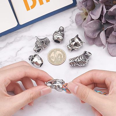 6Pcs 6 Style 304 Stainless Steel Cord Ends STAS-UN0020-92-1