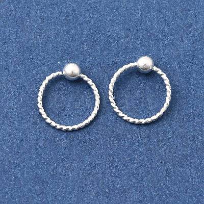 Brass Ball Captive Bead Nose Ring AJEW-G075-01S-01-1