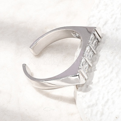 Brass Micro Pave Cubic Zirconia Cuff Open Rings for Women RJEW-L343-02P-06-1
