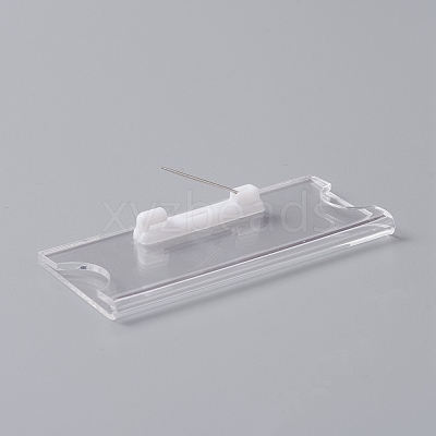 Transparent Acrylic Rectangle ID Card Sleeves Brooch Finding FIND-WH0108-54-1