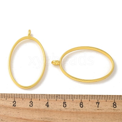 Rack Plating Alloy Oval Open Back Bezel Pendants PALLOY-S047-26E-FF-1