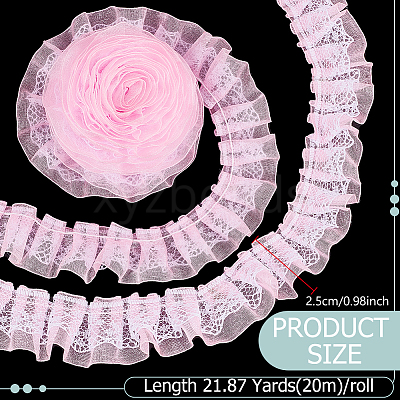 1Pc Double Layer Pleated Lace Ribbon OCOR-BC0007-97A-1