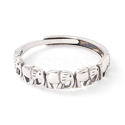 Elephant 925 Sterling Silver Adjustable Rings for Men Women STER-G032-03AS-1