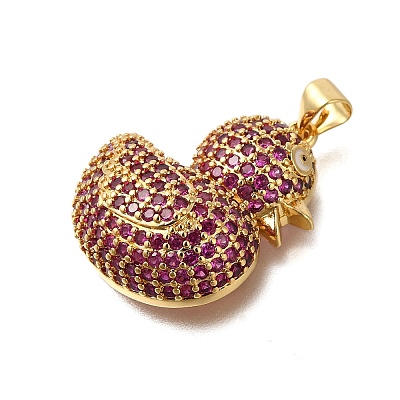 Rack Plating Brass Micro Pave Cubic Zirconia Pendants ZIRC-F142-01G-03-1