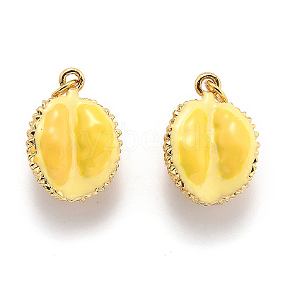 Brass Enamel Pendants KK-O140-04G-1