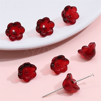 10Pcs Gradient Color Transparent Glass Bead Caps PW-WG464DA-21-1