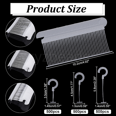 1500Pcs 3 Styles PP Plastic J-Hook Standard Tagging Attachments FIND-NB0002-92-1