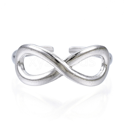 Non-Tarnish 304 Stainless Steel Infinity Open Cuff Ring RJEW-N040-43-1