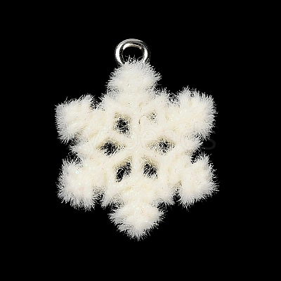Christmas Flocky Opaque Resin Pendants RESI-C064-01C-1