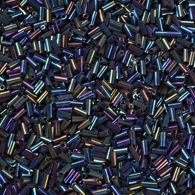 Metallic Colours Glass Bugle Beads SEED-N005-001-D04-1