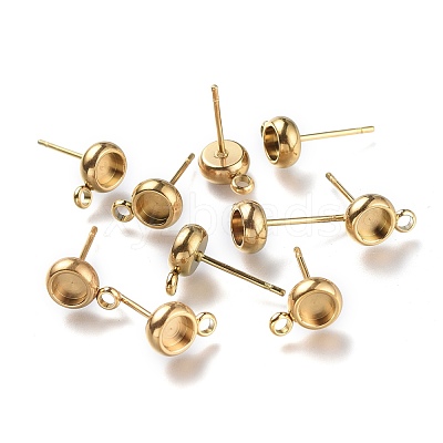 Ion Plating(IP) 304 Stainless Steel Stud Earring Settings STAS-I161-01A-G-1