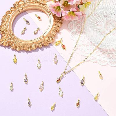 10Pcs 5 Colors Horse Eye Brass Micro Pave Cubic Zirconia Charms KK-FS0002-13A-1