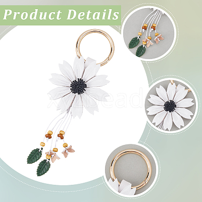 Leather and Alloy Keychain HJEW-WH20022-04B-01-1