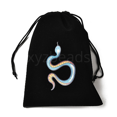 Rectangle Printed Velvet Cloth Packing Pouches ABAG-U006-03F-1