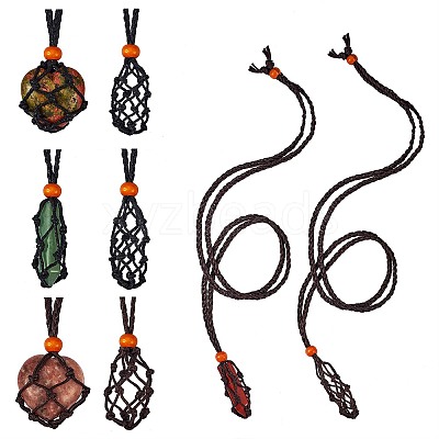 8Pcs 4 Style Adjustable Braided Waxed Cord Macrame Pouch Necklace Making NJEW-SZ0001-48-1