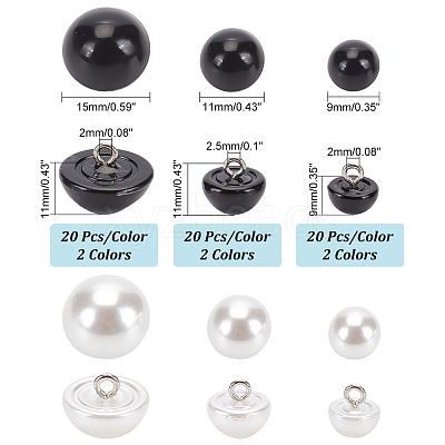 120pcs 6 styles Plastic Imitation Pearl Button FIND-PH0017-42-1