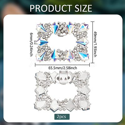 2Pcs Platinum Alloy & Rhinestone Detachable Shoe Buckle Clips FIND-FG0003-12-1