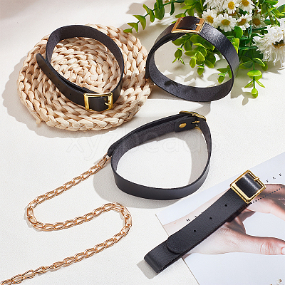 PU Leather Choker Necklaces with Alloy Clasp LS-AJEW-WH0348-131A-1