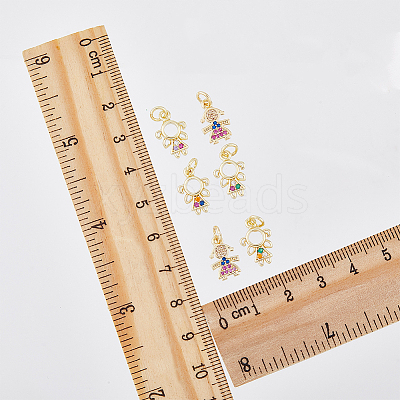8Pcs 2 Style Brass Micro Pave Cubic Zirconia Charms KK-DC0003-16-1