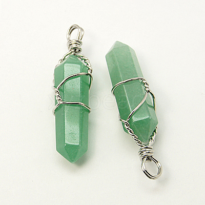Natural Gemstone Double Terminated Pointed Pendants G-J062-P-1