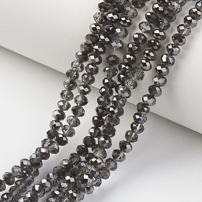 Electroplate Transparent Glass Beads Strands EGLA-A034-T6mm-P17-1